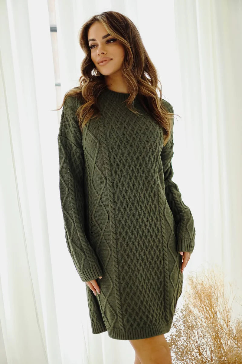 Khaki Oversize Sweater Dress