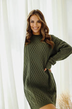 Khaki Oversize Sweater Dress