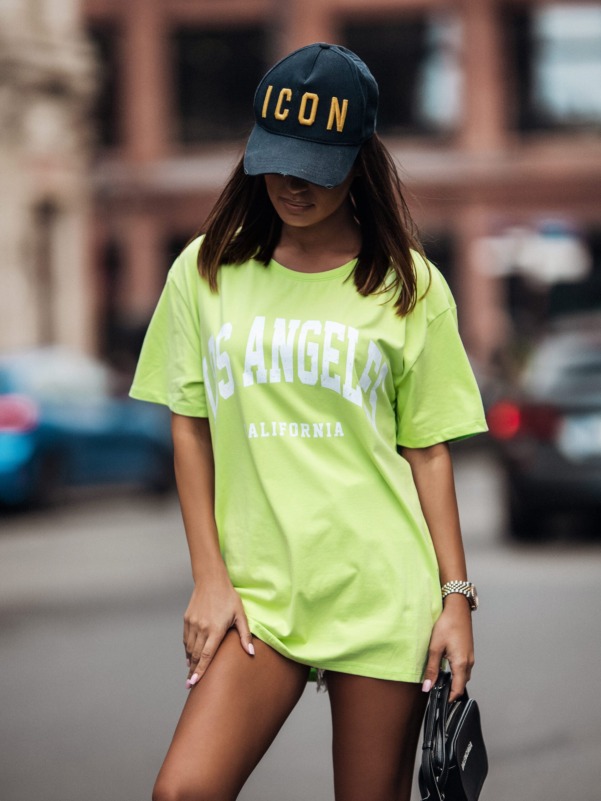 Los Angeles print t-shirt in – color lime green Jïx-Collection