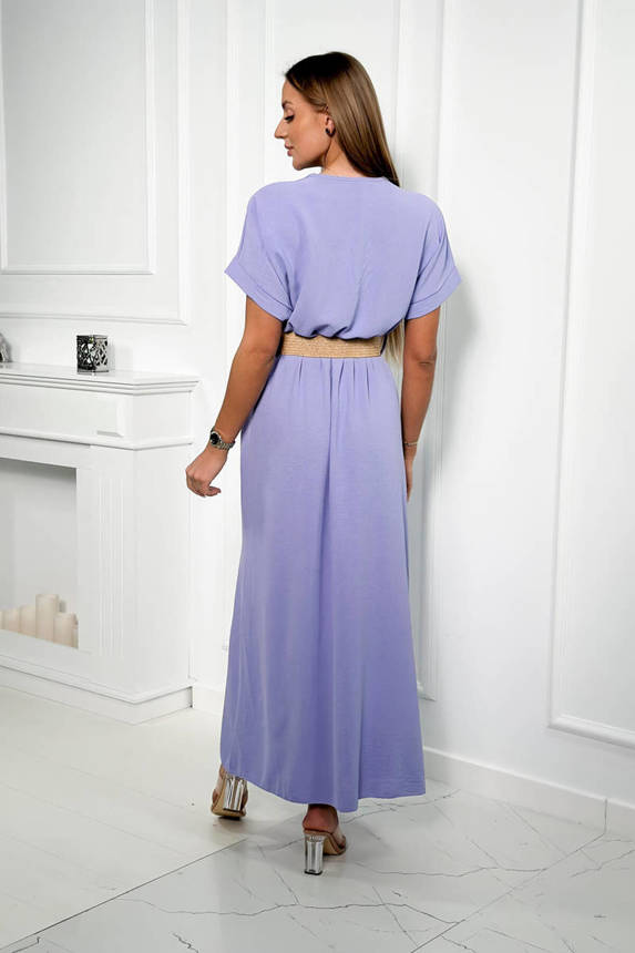 Robe longue lilas - violet avec une ceinture décorative