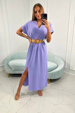 Long lila/purple dress with a decorative belt